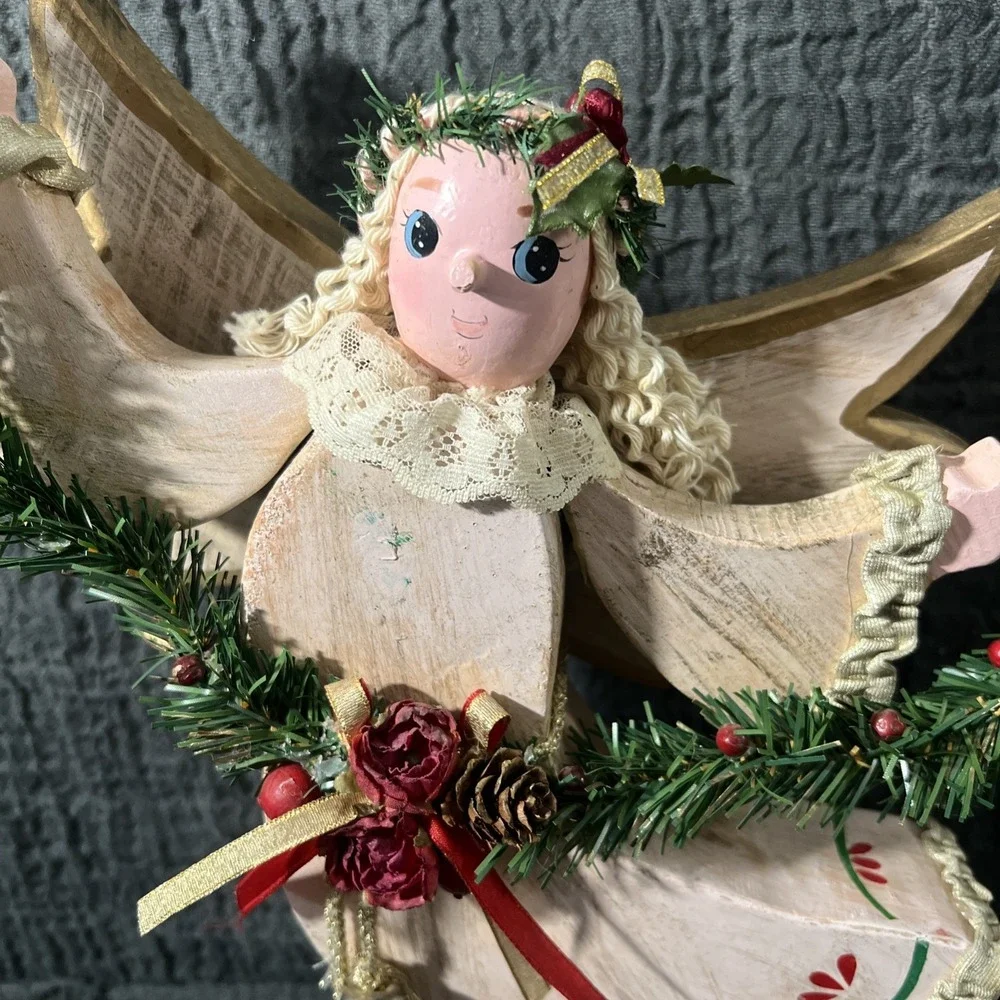 Vintage Wooden Angel Figurine Christmas Décor – 13